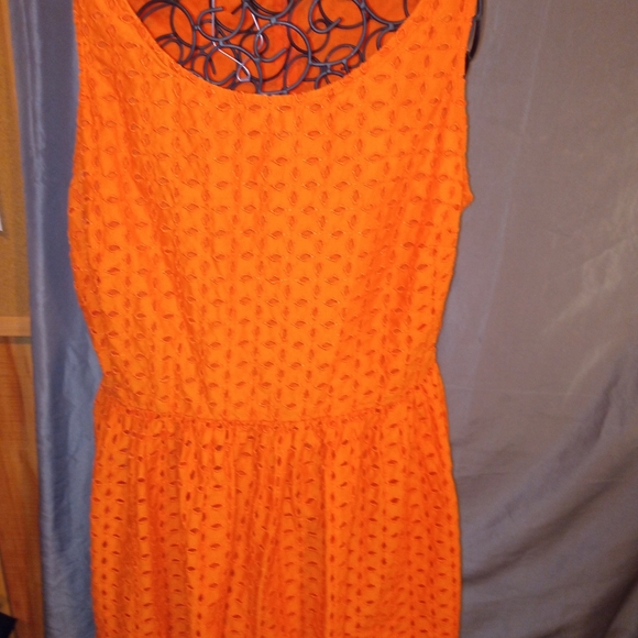 Old Navy sleeveless orange eyelet lined plus size mini dress - Picture 2 of 4